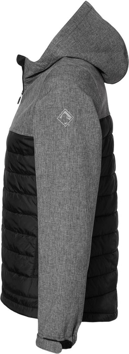 Left View of Black Heather/ Black Women's Vista Soft Shell Puffer Jacket - 9415