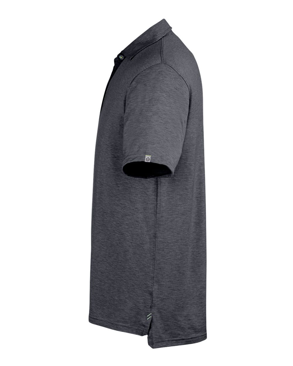 Left View of Black Heather Cloud Lightweight Polo - TM538