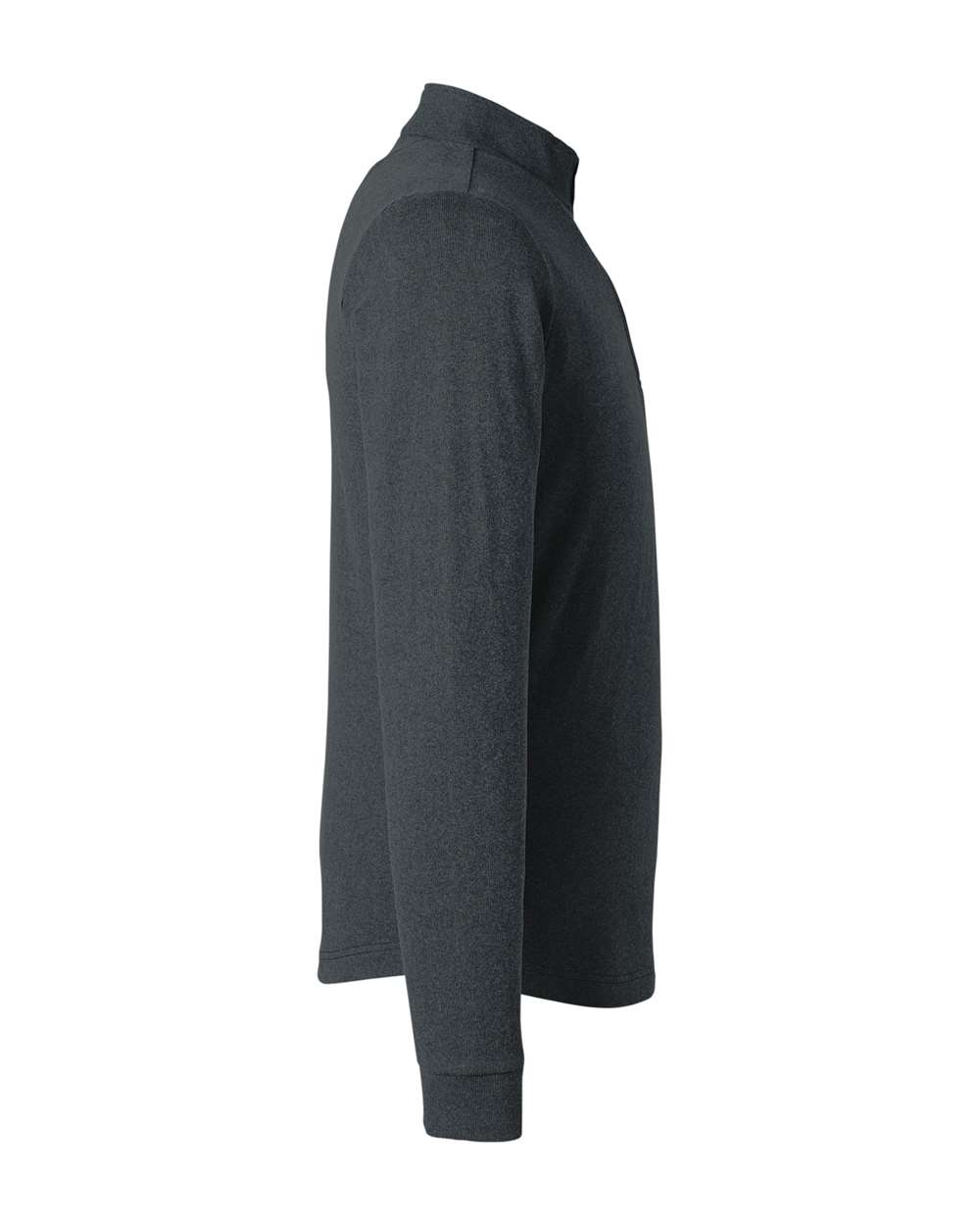 Left View of Black Heather Emery Quarter-Zip Pullover - SWE500