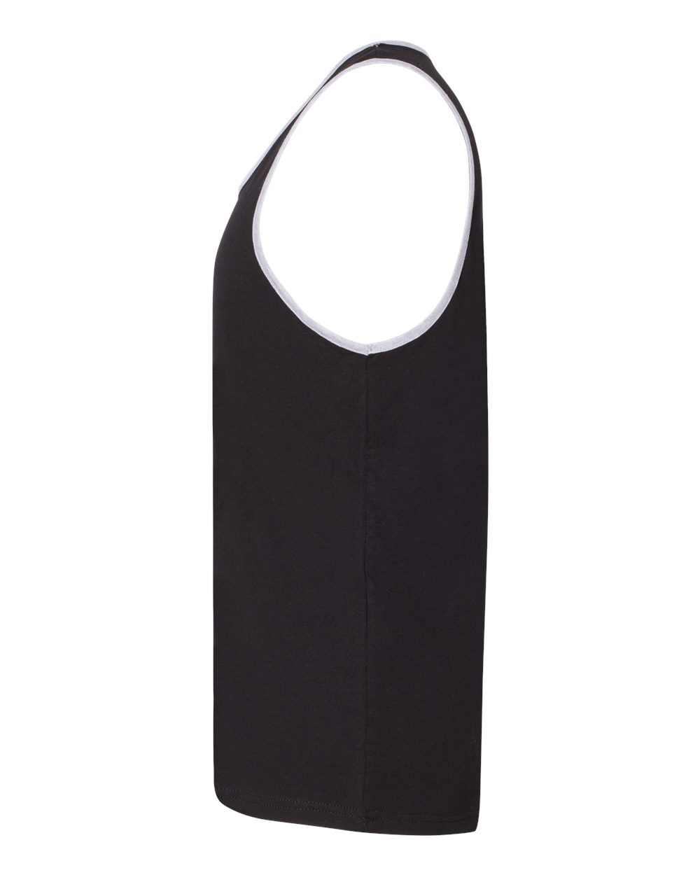 Left View of Black/ Heather Grey Cotton Muscle Tank - 3633