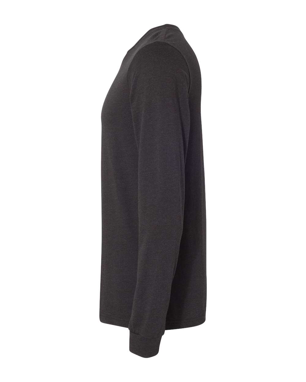 Left View of Black Heather Heather CVC Long Sleeve Tee - 3501CVC