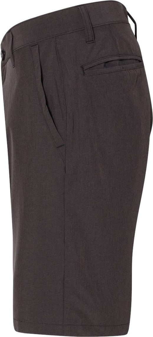 Left View of Black Heather Hybrid Stretch Shorts - 9820