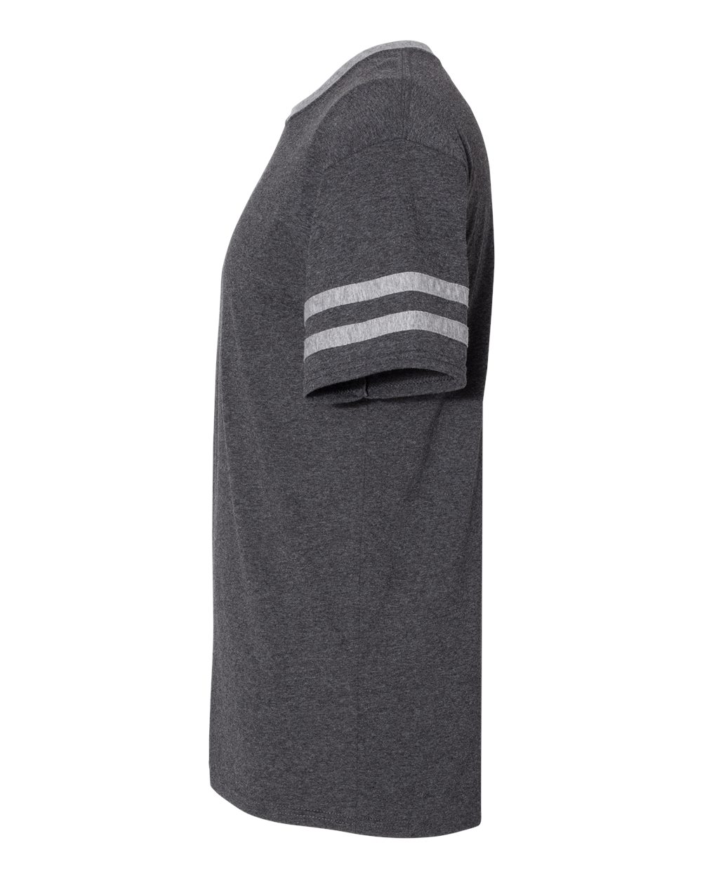 Left View of Black Heather/ Oxford Triblend Varsity Ringer T-Shirt - 602MR