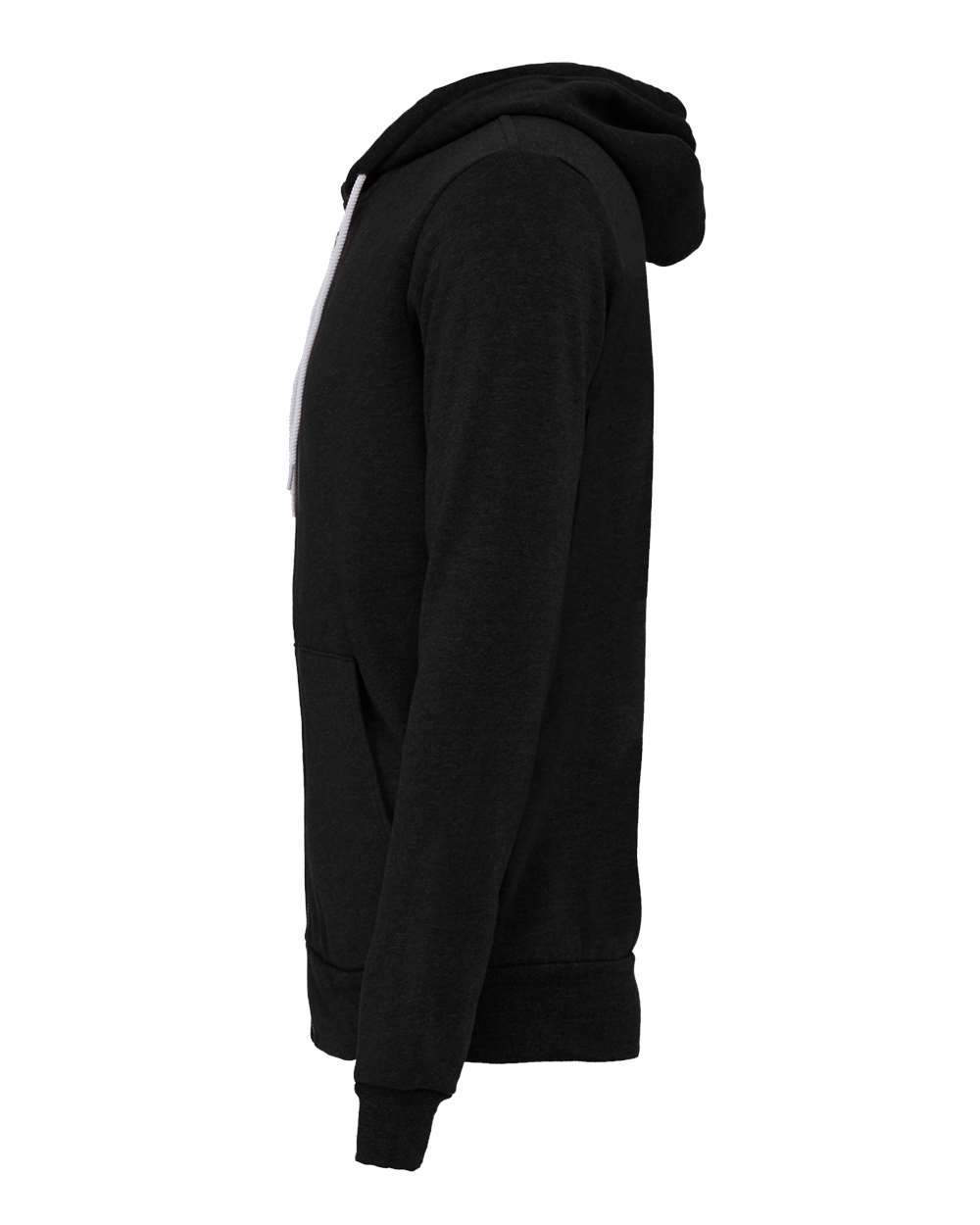 Left View of Black Heather Sponge Fleece Full-Zip Hoodie - 3739