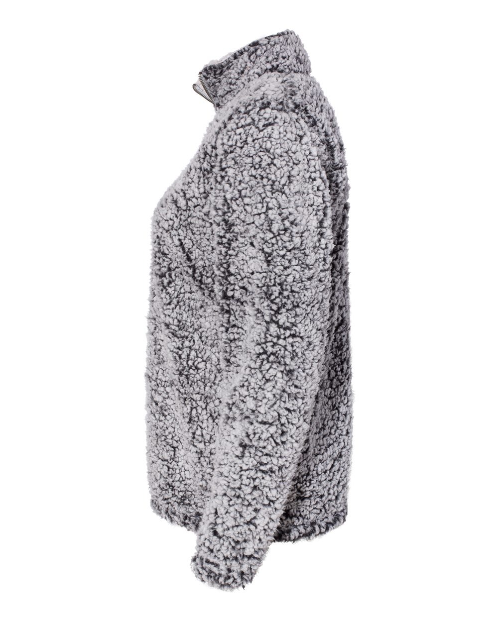 Left View of Black Heather Women’s Epic Sherpa Quarter-Zip Pullover - 8451