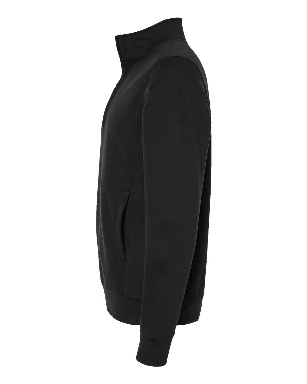 Left View of Black Heavyweight Fleece Quarter-Zip Sweatshirt - 8717