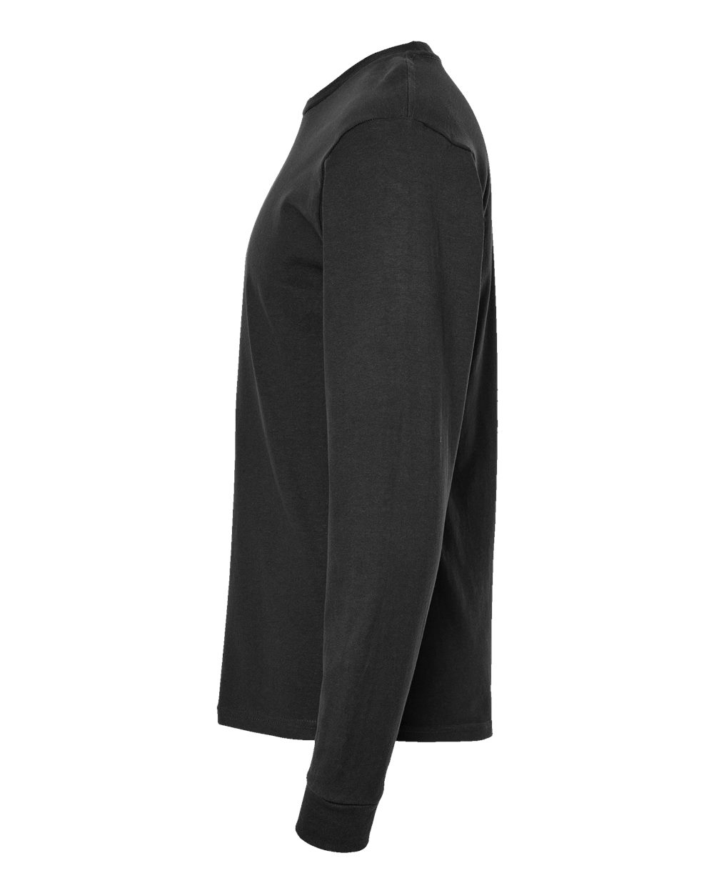 Left View of Black Heavyweight Jersey Long Sleeve T-Shirt - 291