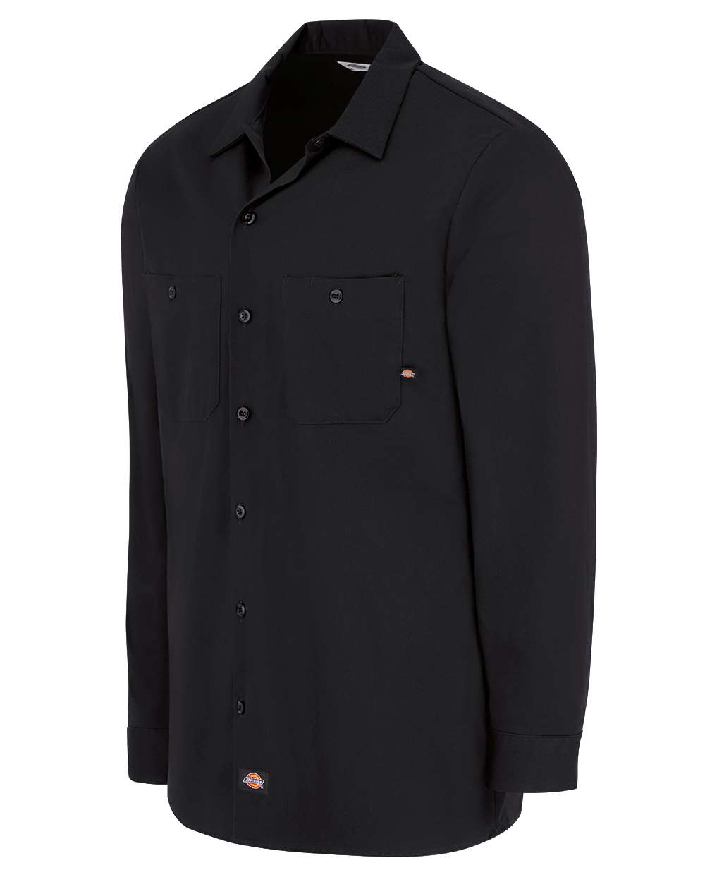 Left View of Black Industrial Cotton Long Sleeve Work Shirt - L307