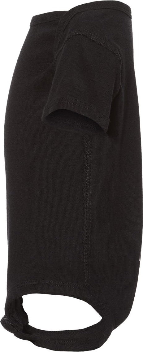 Left View of Black Infant Baby Rib Bodysuit - 4400