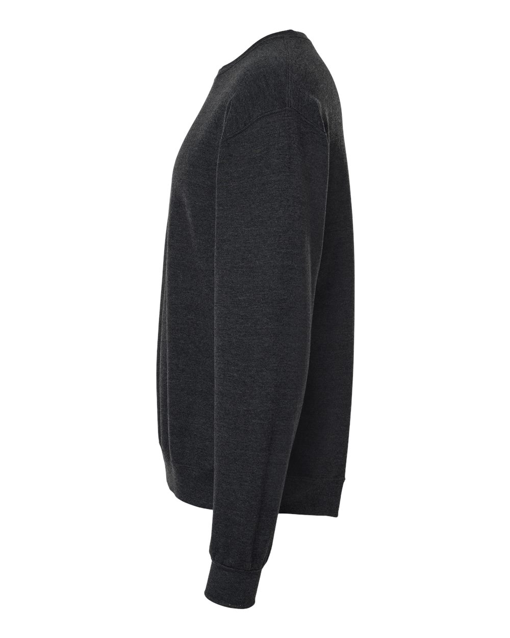 Left View of Black Ink Heather Ultimate CVC Crewneck Sweatshirt - IC48MR