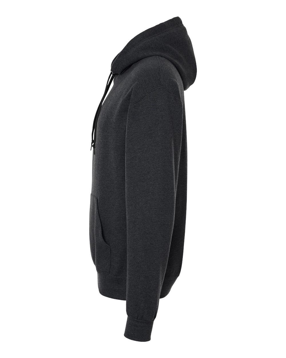 Left View of Black Ink Heather Ultimate CVC Hooded Sweatshirt - IC49MR