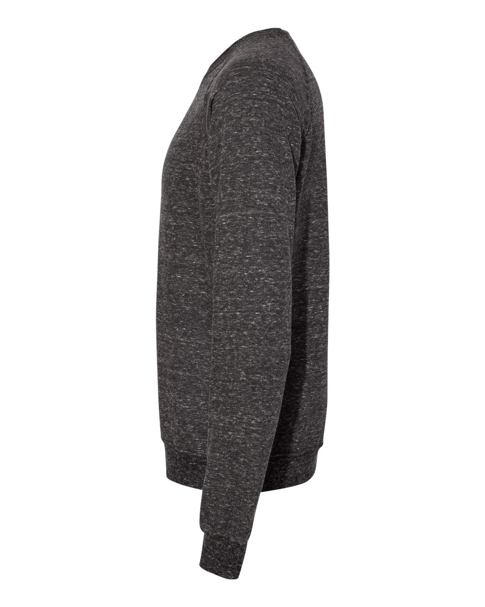 Left View of Black Ink Snow Heather French Terry Crewneck Sweatshirt - 91MR