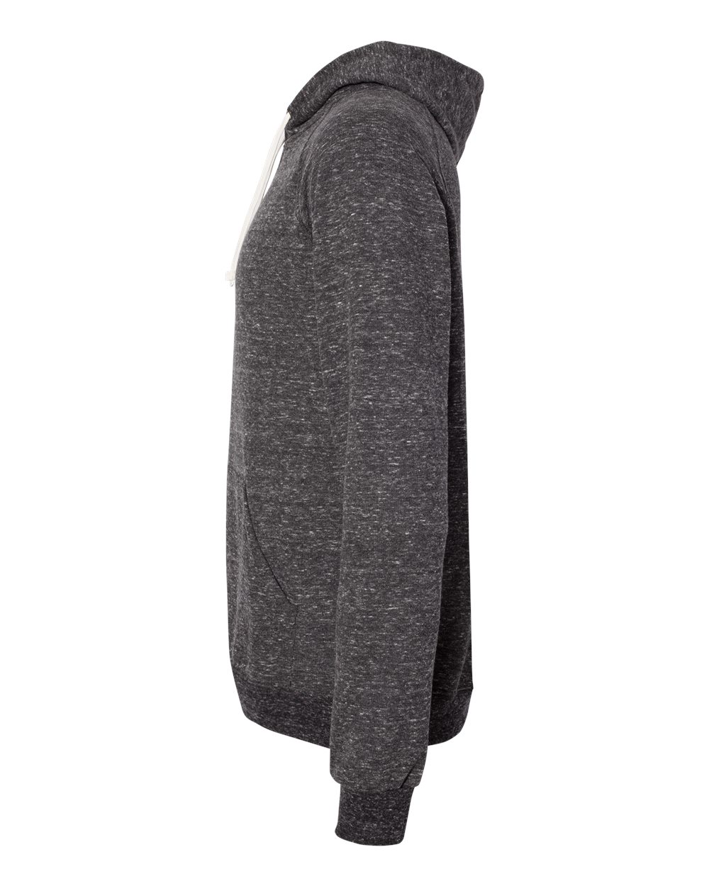 Left View of Black Ink Snow Heather French Terry Raglan Hooded Sweatshirt - 90MR