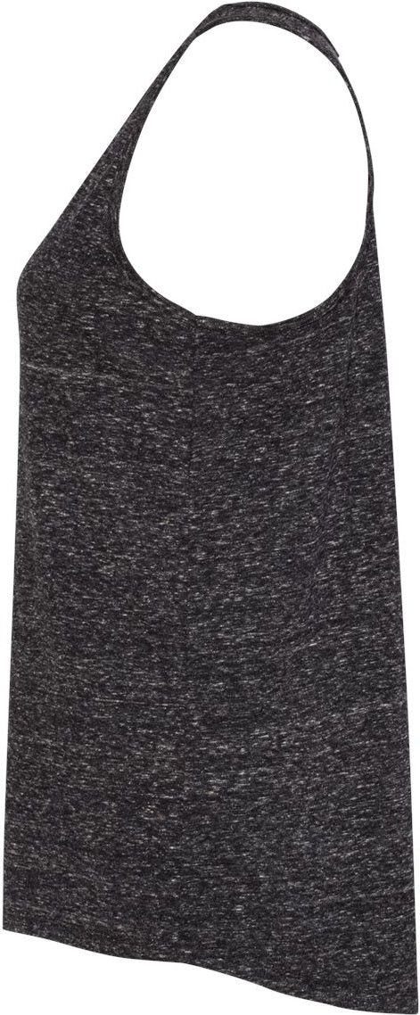 Left View of Black Ink Women's Snow Heather Jersey Racerback Tank Top - 88WTKR