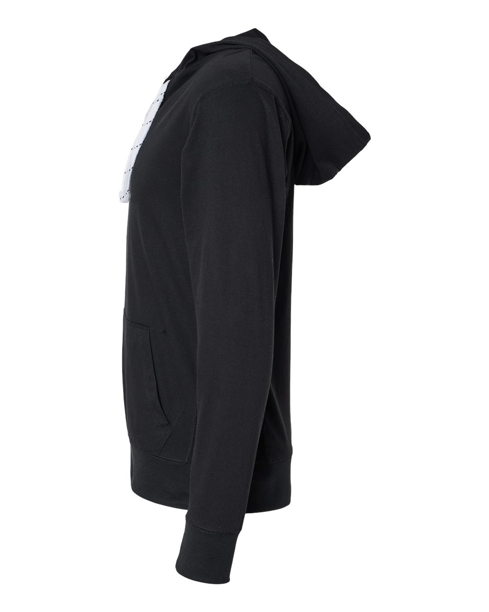 Left View of Black Jersey Sport Lace Hooded Pullover - 8231