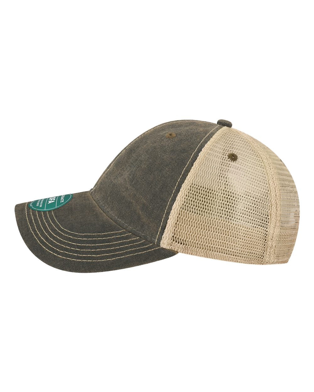 Left View of Black/ Khaki Old Favorite Trucker Cap - OFA