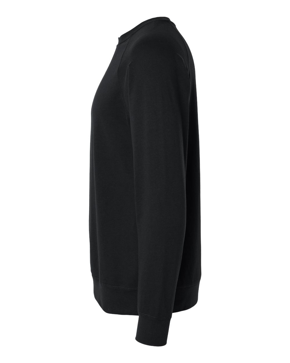 Left View of Black Laguna Raglan Crewneck Sweatshirt - 9000