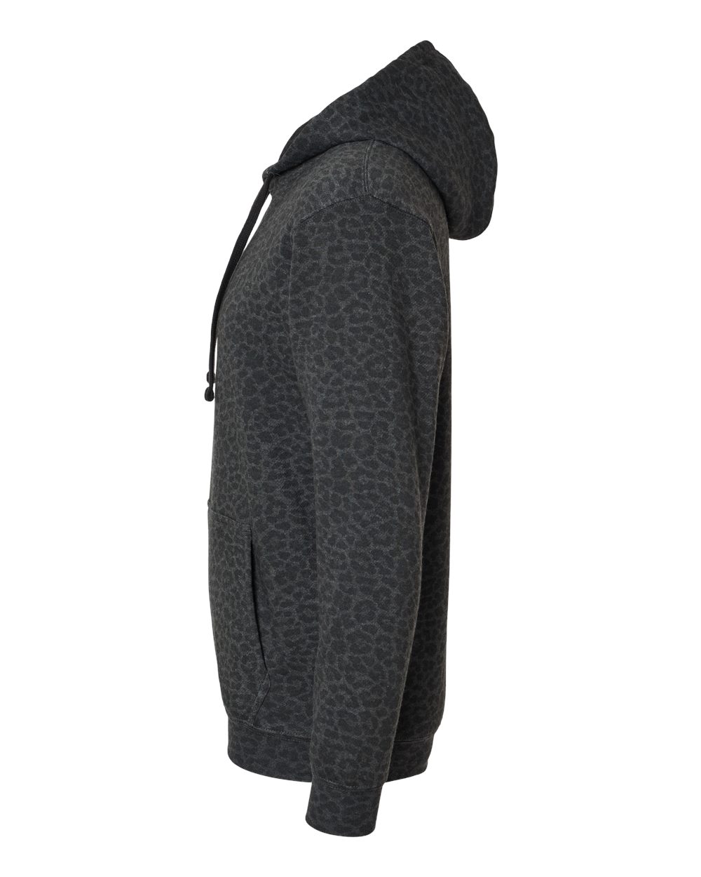 Left View of Black Leopard Elevated Fleece Basic Hoodie - 6926