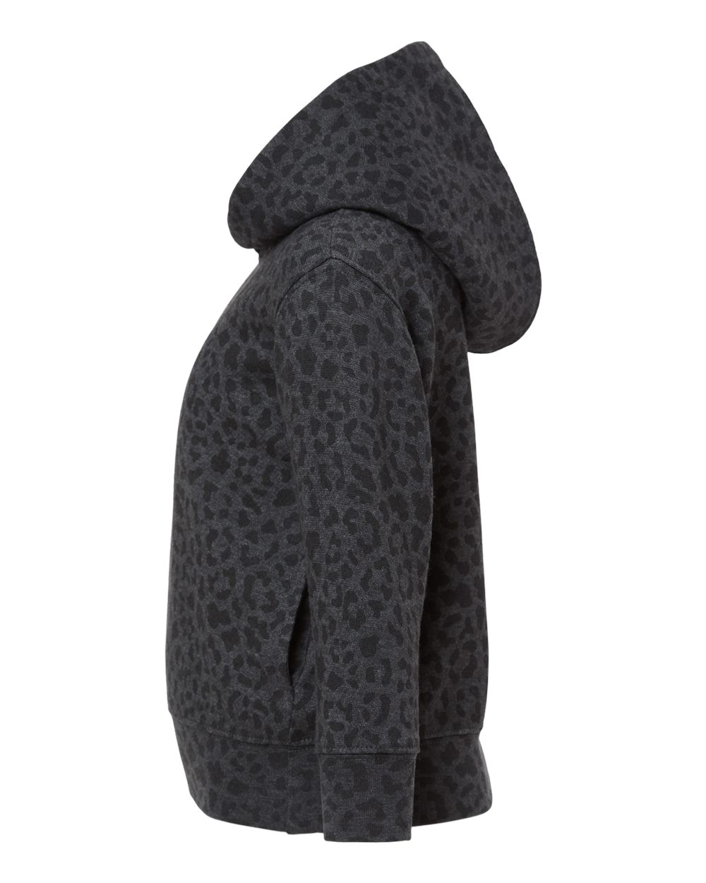 Left View of Black Leopard Toddler Pullover Fleece Hoodie - 3326