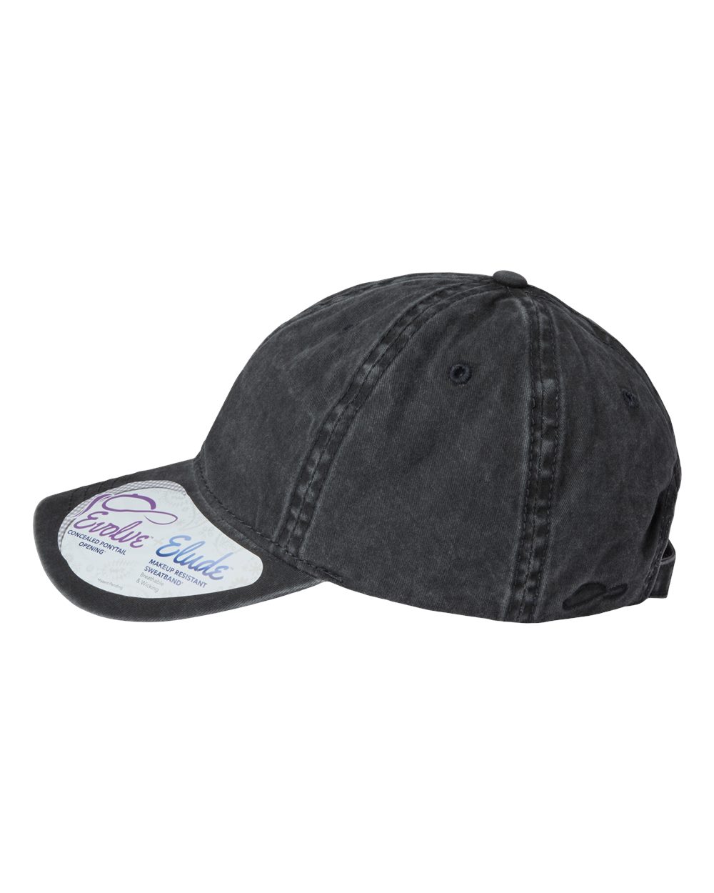 Left View of Black/ Leopard Women's Pigment-Dyed with Fashion Undervisor Cap - CASSIE