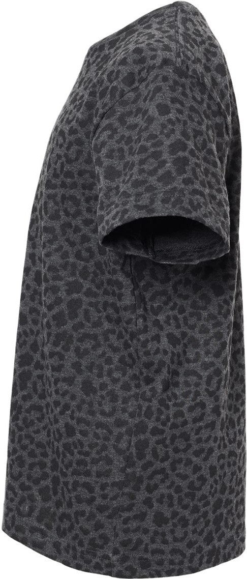Left View of Black Leopard Youth Fine Jersey Tee - 6101