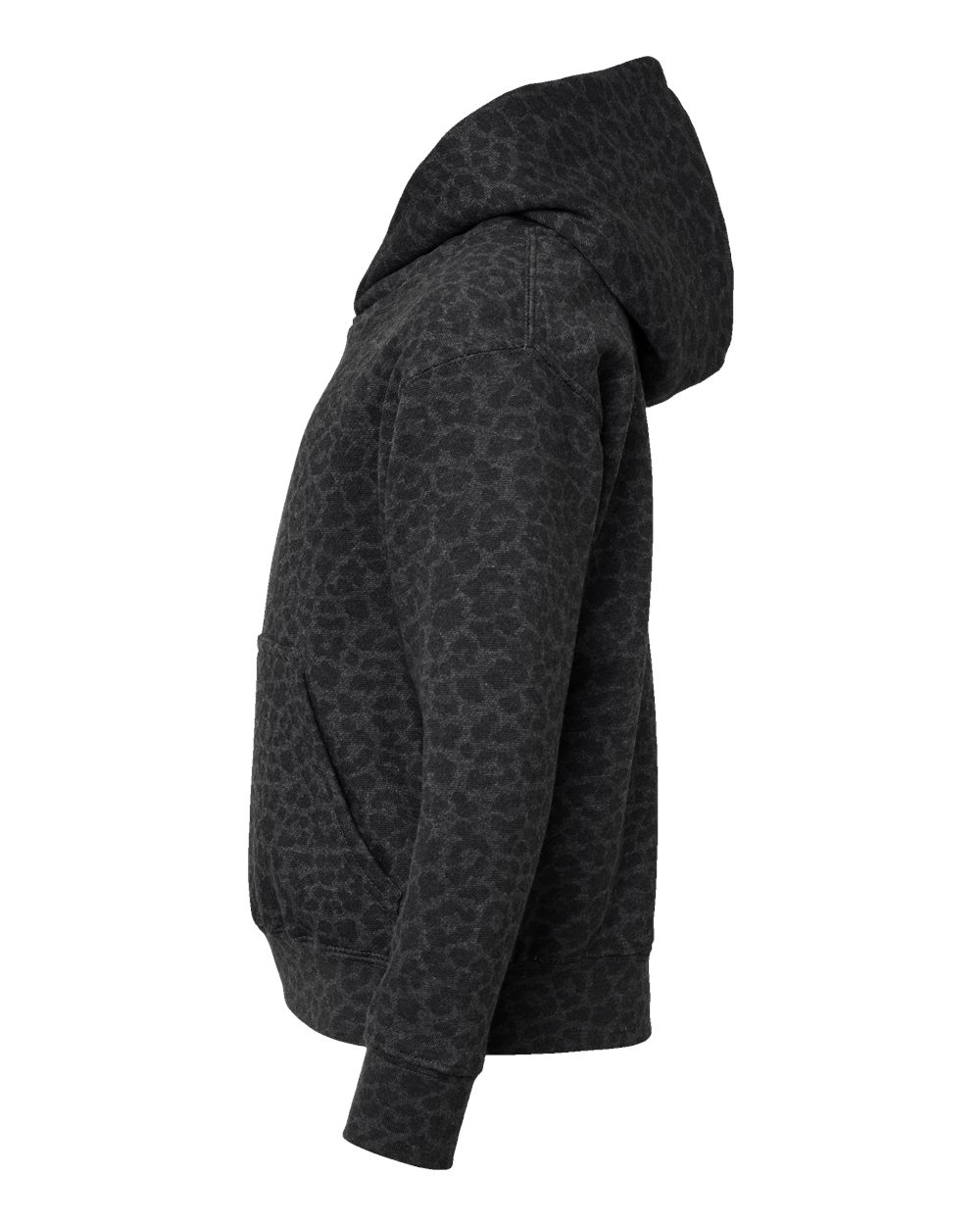 Left View of Black Leopard Youth Fleece Hoodie - 2296