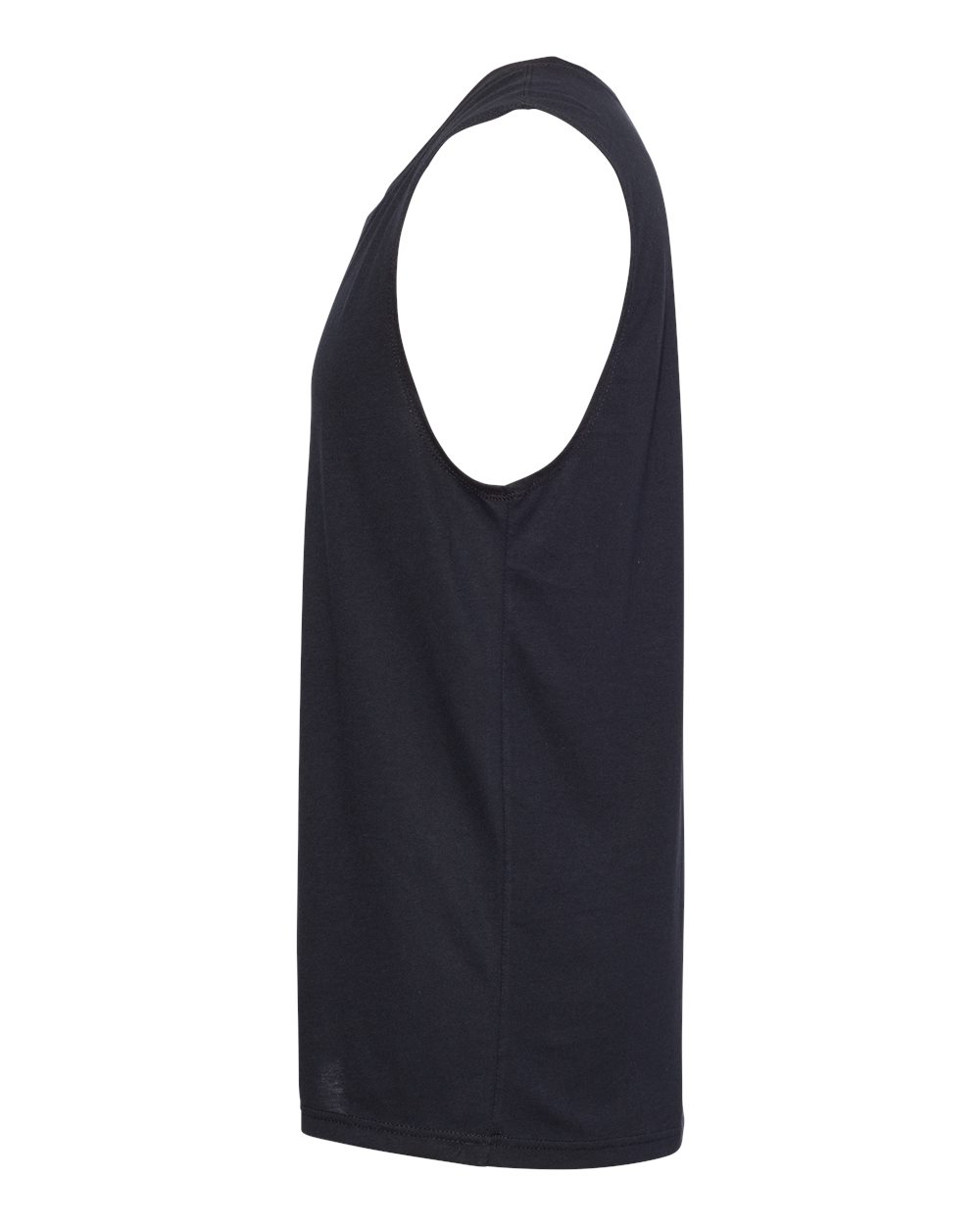 Left View of Black Lightweight Cotton/Poly Muscle Tank - 6333
