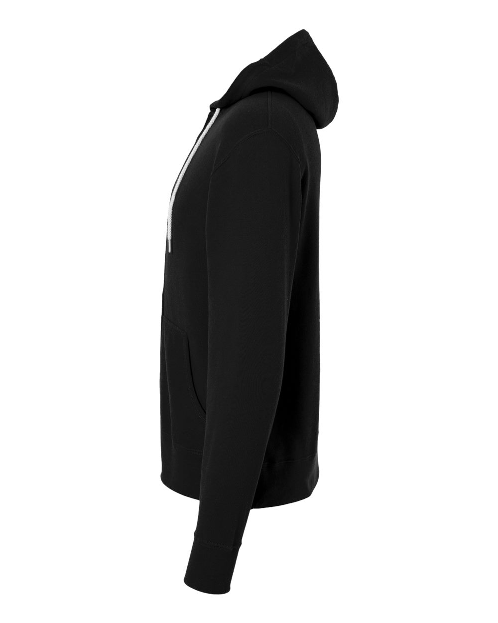 Left View of Black Lightweight Full-Zip Hooded Sweatshirt - AFX90UNZ
