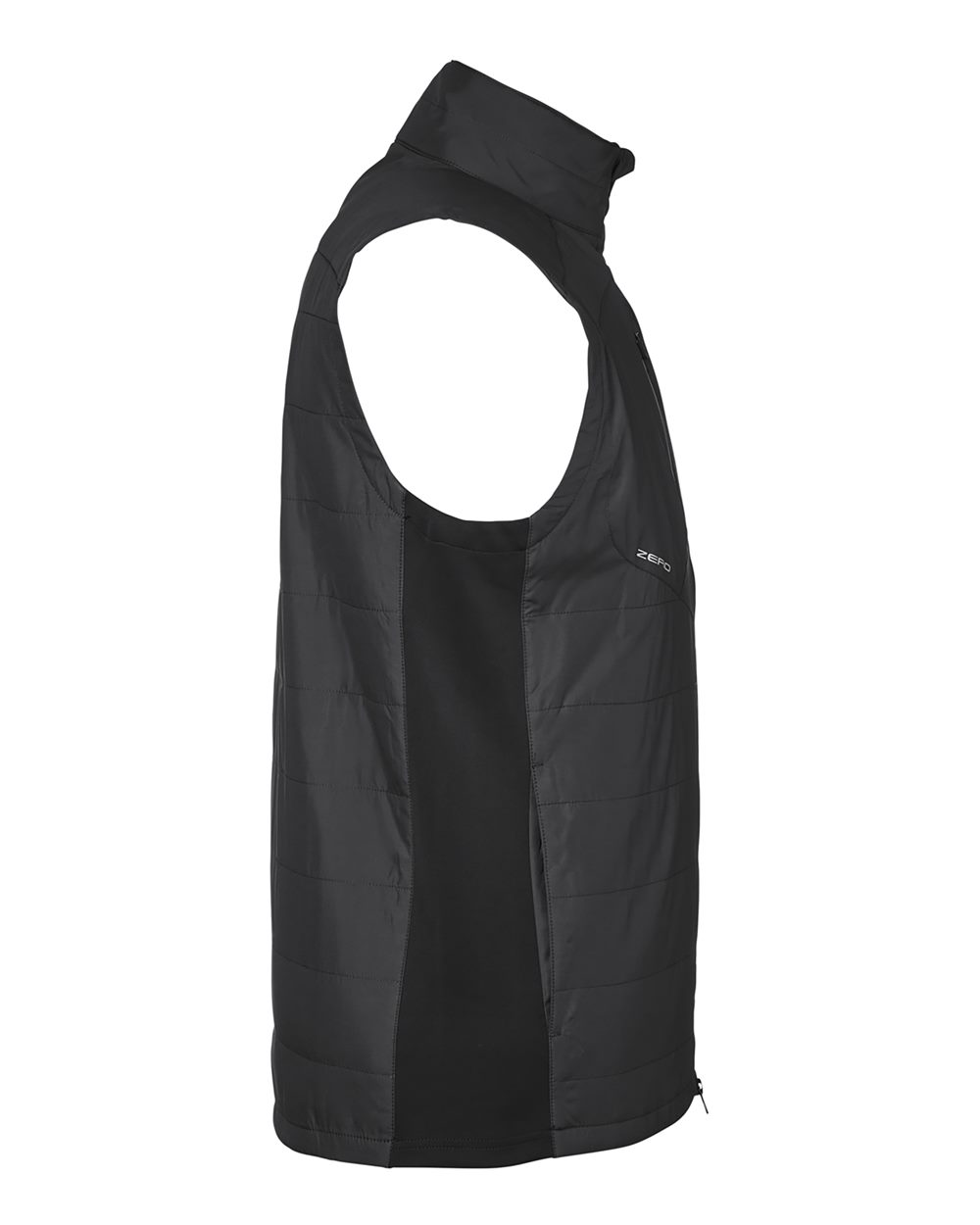 Left View of Black Lightweight Hybrid Vest - W1008