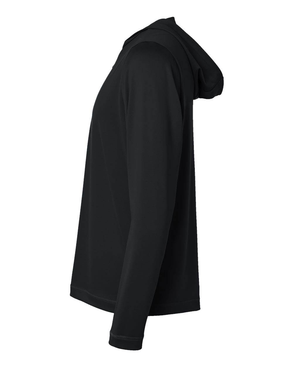 Left View of Black Lightweight Performance Quarter-Zip Hooded Pullover - A596