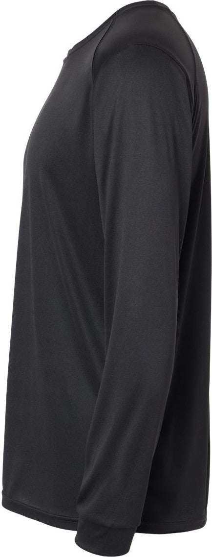 Left View of Black Long Islander Performance Long Sleeve T-Shirt - 210