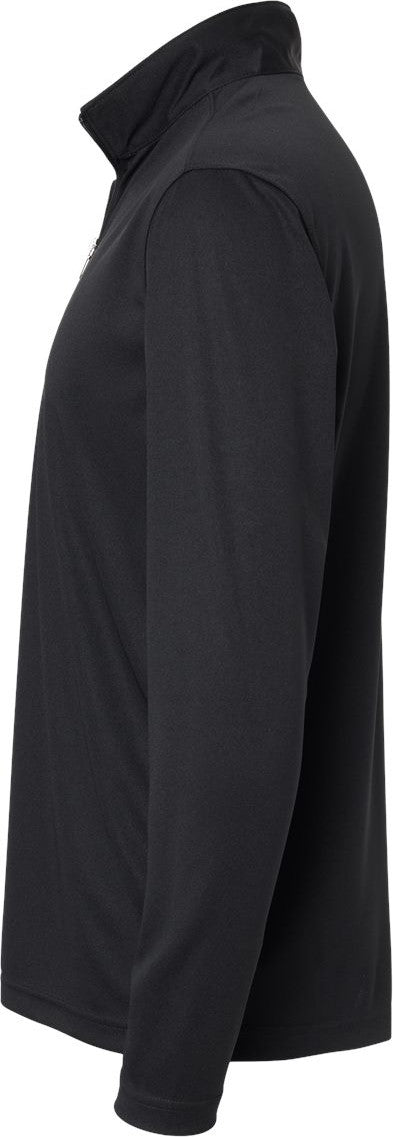 Left View of Black Malibu Performance Quarter-Zip Pullover - 350