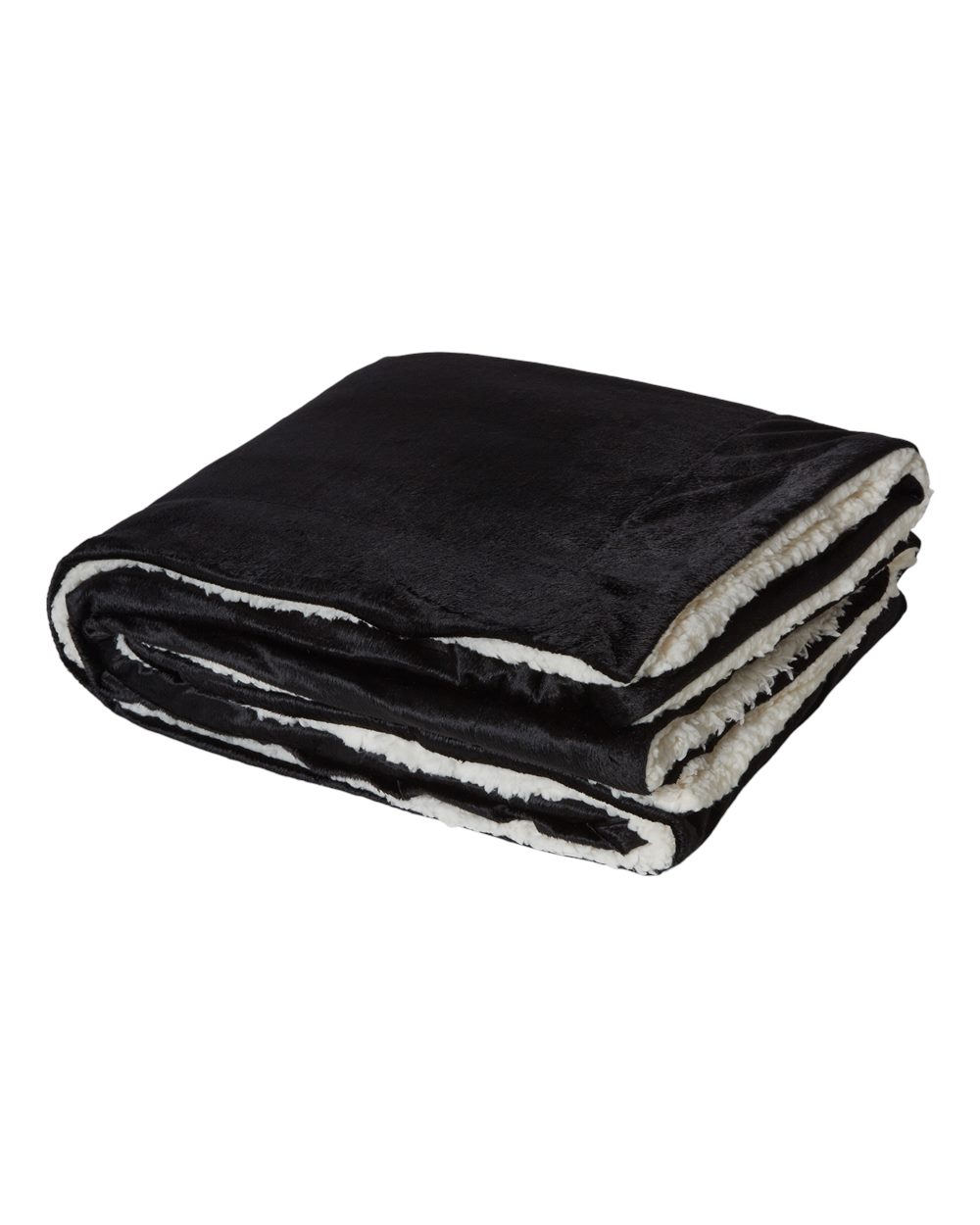 Left View of Black Micro Mink Sherpa Blanket - 8712