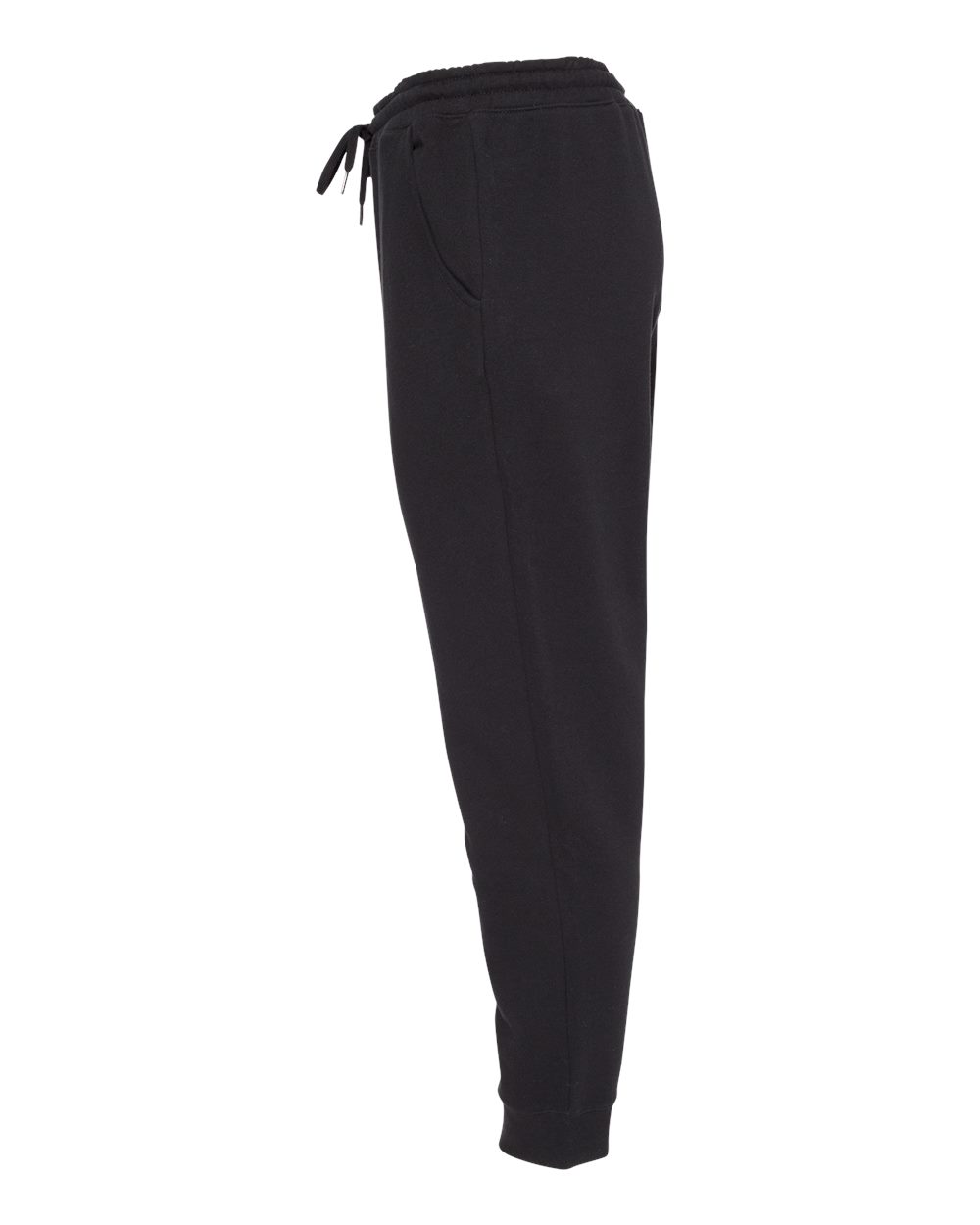 Left View of Black Midweight Fleece Pants - IND20PNT