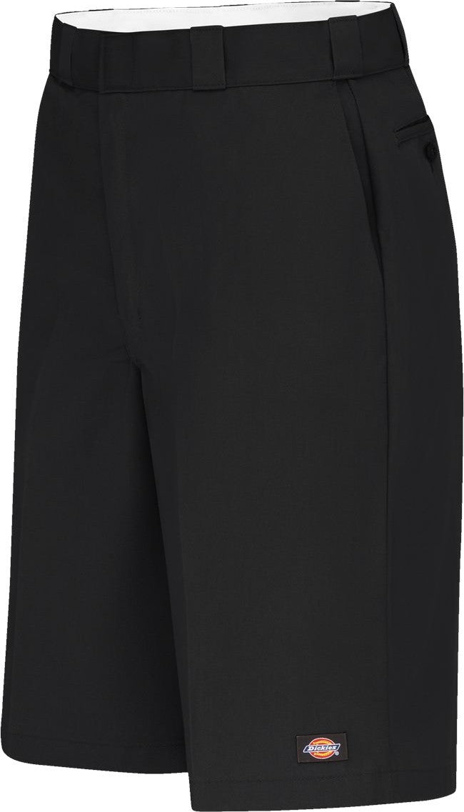 Left View of Black Multi-Pocket Work Shorts - 4228