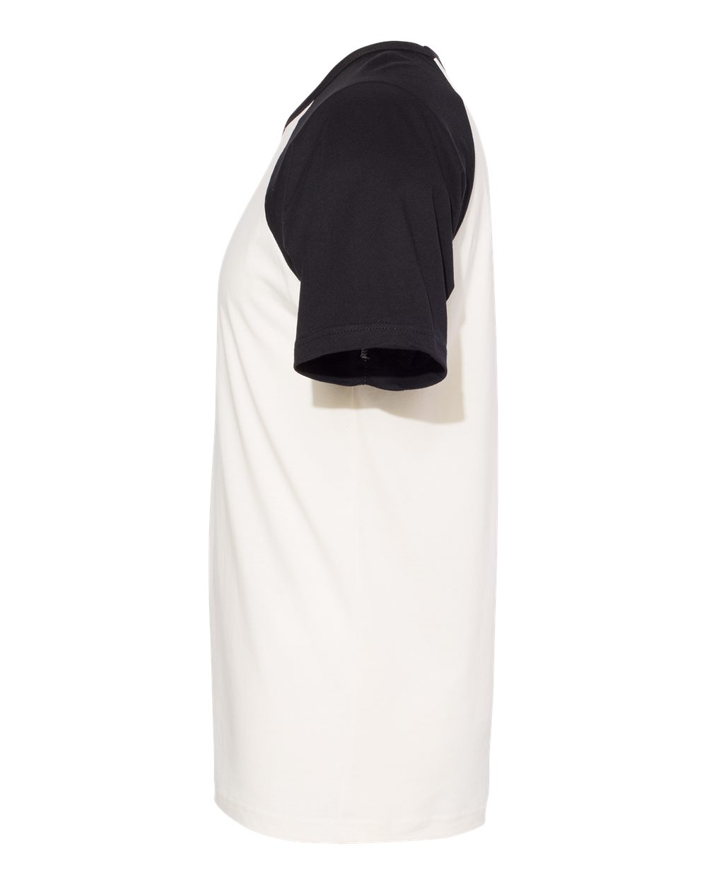 Left View of Black/ Natural Cotton Raglan T-Shirt - 3650