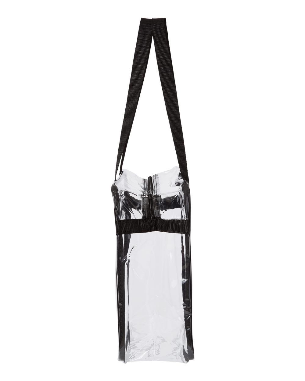Left View of Black OAD Clear Tote with Zippered Top - OAD5005
