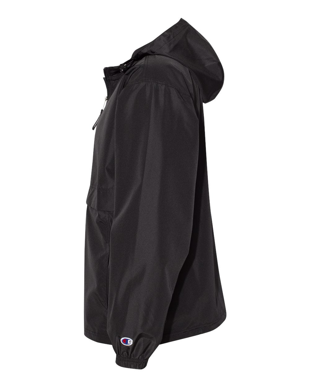 Left View of Black Packable Anorak Jacket - CO200