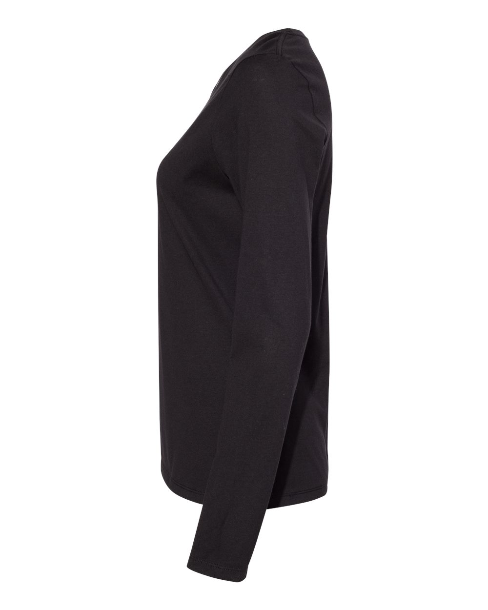 Left View of Black Perfect-T Women’s Long Sleeve Scoopneck T-Shirt - S04LS