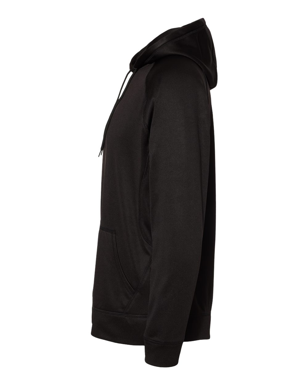 Left View of Black Performance Raglan Pullover Sweatshirt - 8670