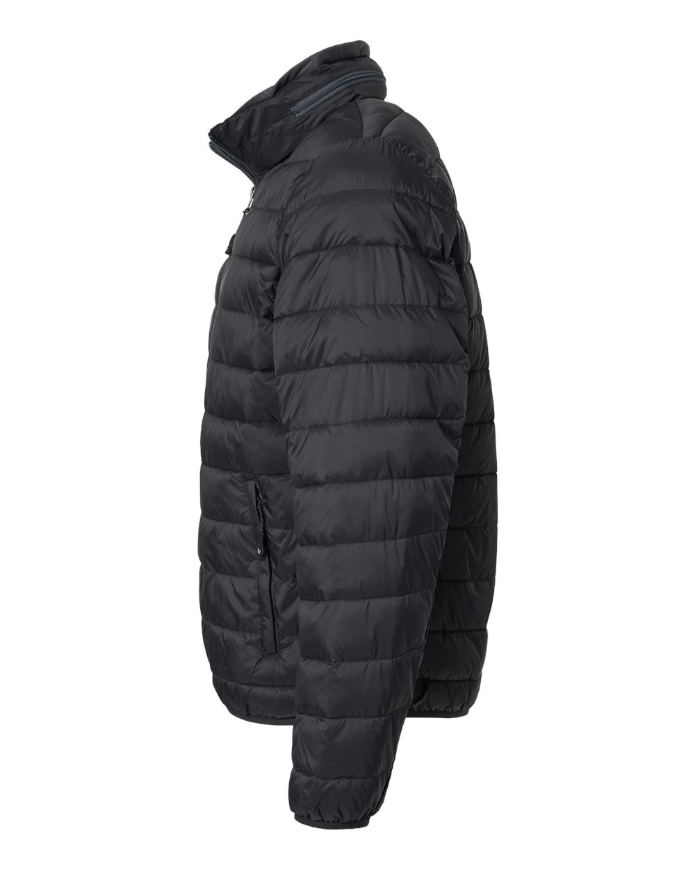 Left View of Black PillowPac Puffer Jacket - 211136