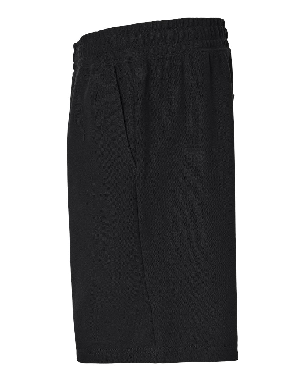 Left View of Black Pique Unisex Gym Shorts - 2PQ