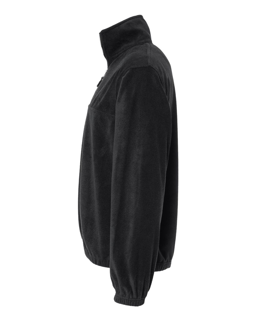 Left View of Black Polar Fleece Quarter-Zip Pullover - 3052