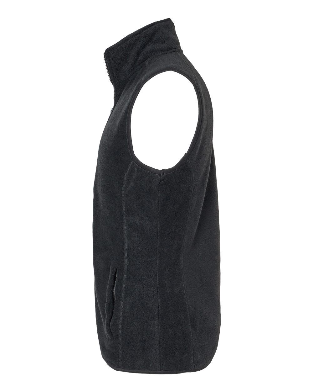 Left View of Black Polar Fleece Vest - 3012