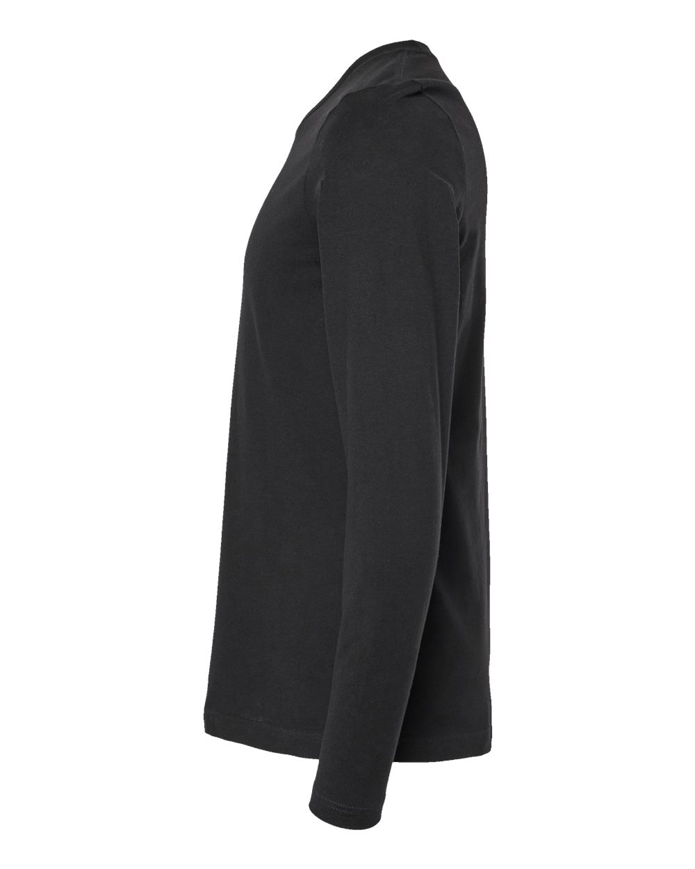 Left View of Black Premium Cotton Long Sleeve T-Shirt - 591