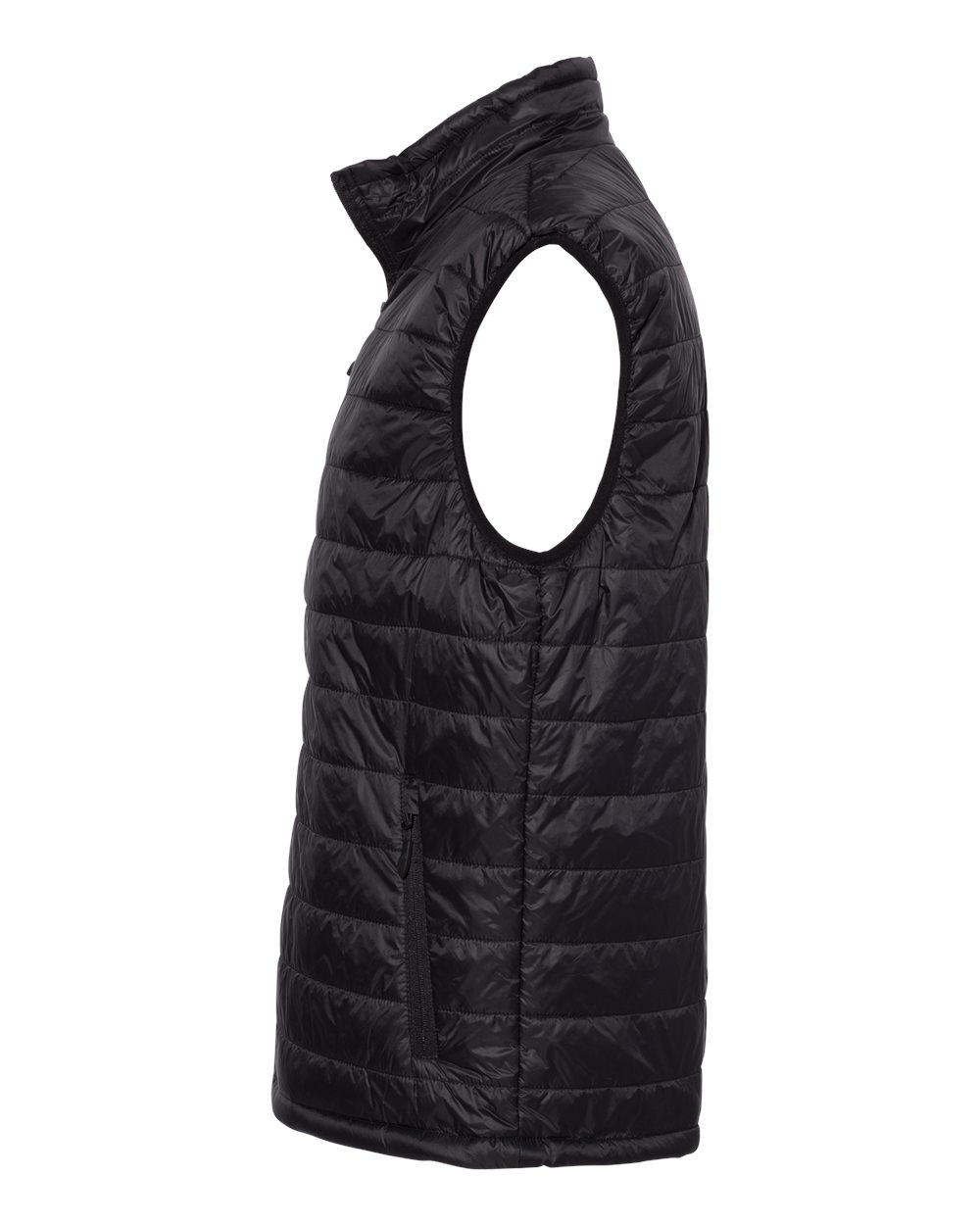 Left View of Black Puffer Vest - EXP120PFV