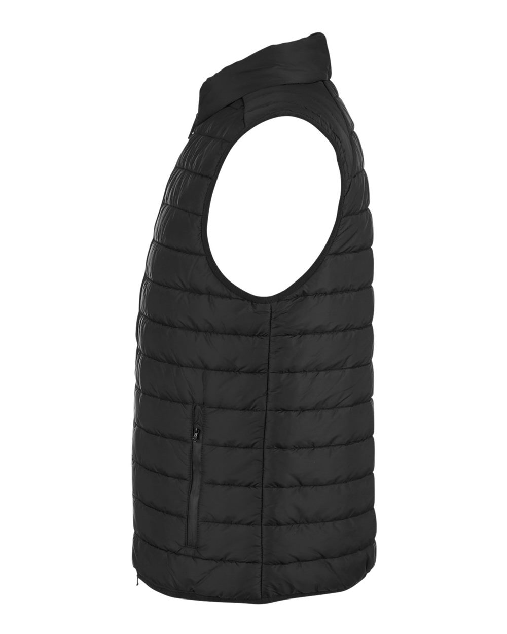 Left View of Black Quilted Puffer Vest - TM759
