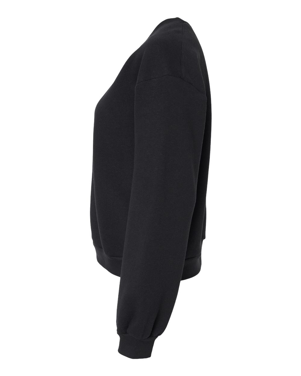 Left View of Black ReFlex Women's Fleece Crewneck Sweatshirt - RF494