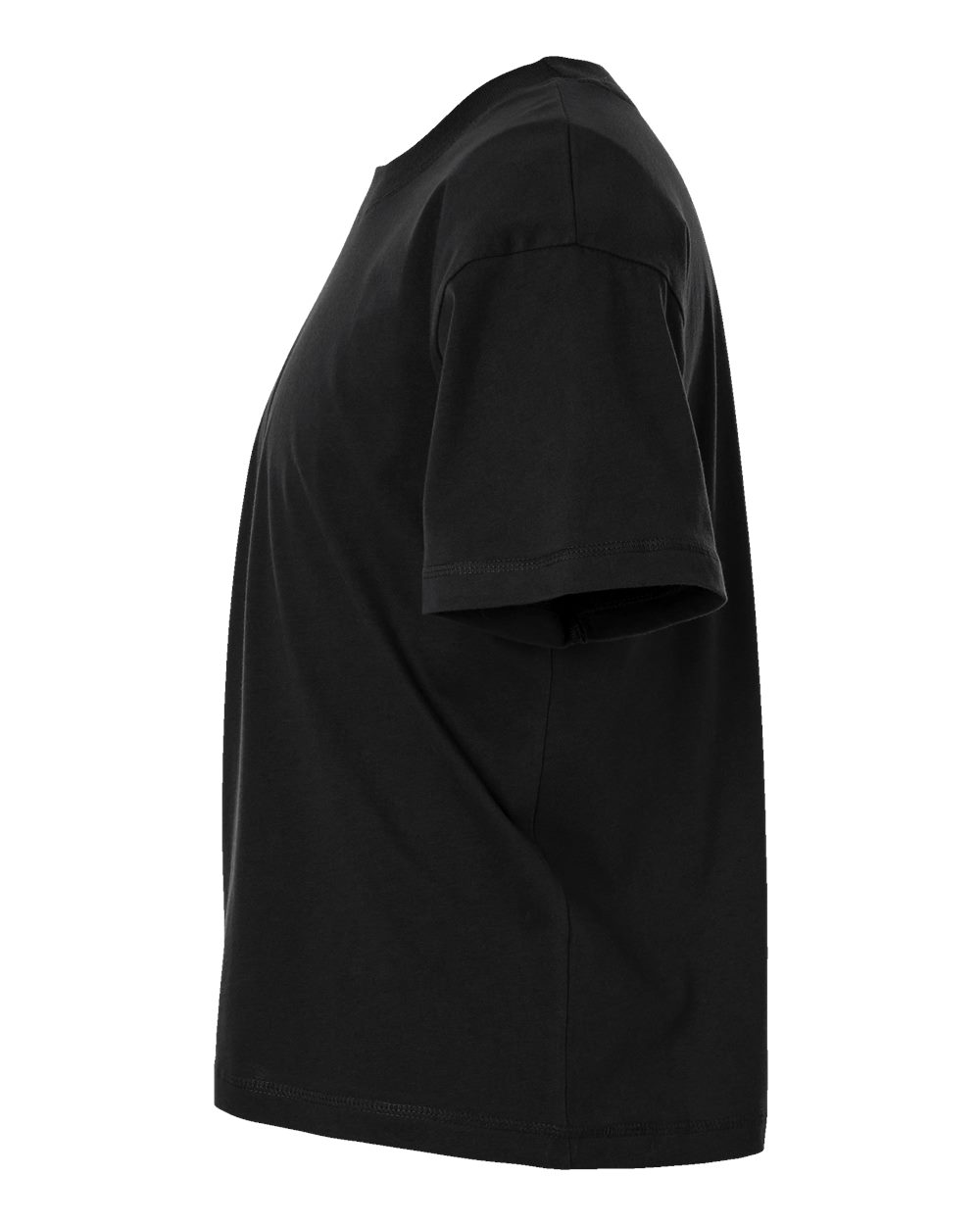 Left View of Black Relaxed Crew Tee - 3520