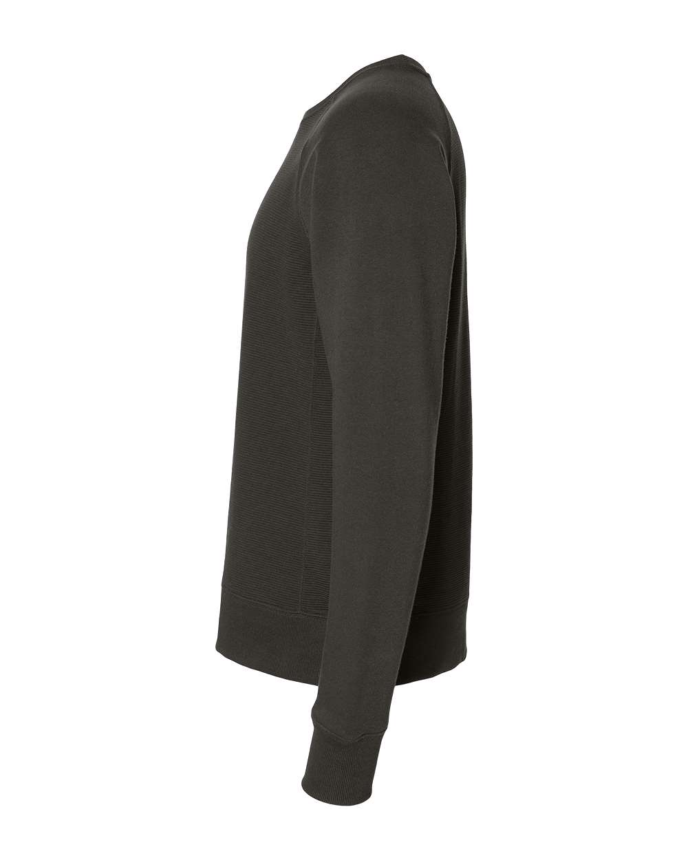 Left View of Black Ripple Fleece Raglan Crewneck Sweatshirt - 8707